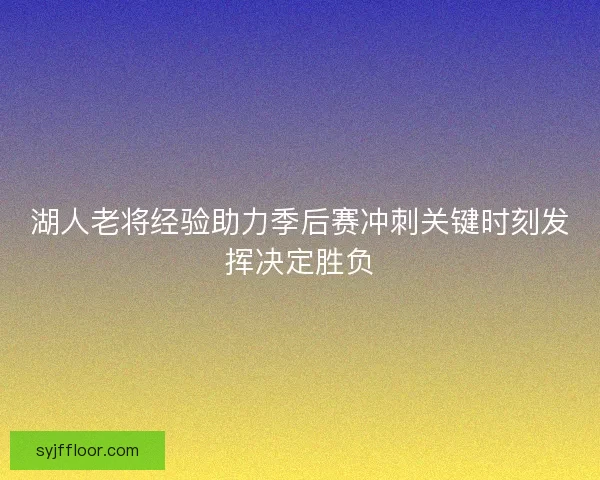 湖人老将经验助力季后赛冲刺关键时刻发挥决定胜负