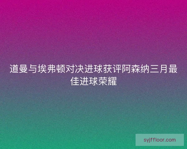 道曼与埃弗顿对决进球获评阿森纳三月最佳进球荣耀